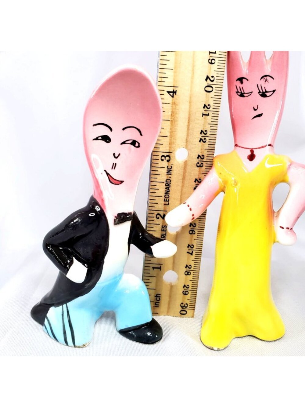 VTG Victoria Ceramics Anthropomorphic Fork & Spoon Salt & Pepper Shakers Japan - Picture 6 of 13